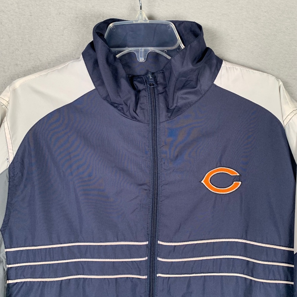 Reebok Windbreaker Jacket Mens Large Blue NFL Team Apparel Chicago Bears Zip Up - Picture 4 of 14